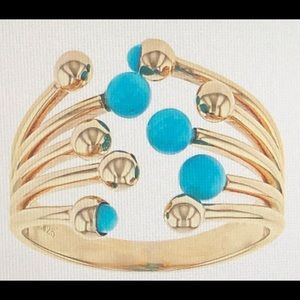 Turquoise Sleeping Beauty 18K yellow gold over sil